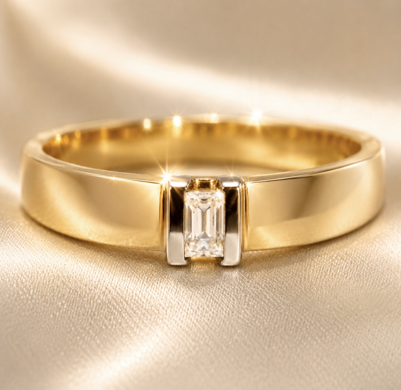 Sileä 14K Kultainen Princess-Timanttisormus – Eleganttia Luksusta Arkeen ja Juhlaan