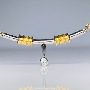 Harvinainen Lapponia 18K Kulta Kaulakoru – Björn Weckström – Timantti & Platina – Uniikki keräilykappale – Ilmainen toimitus