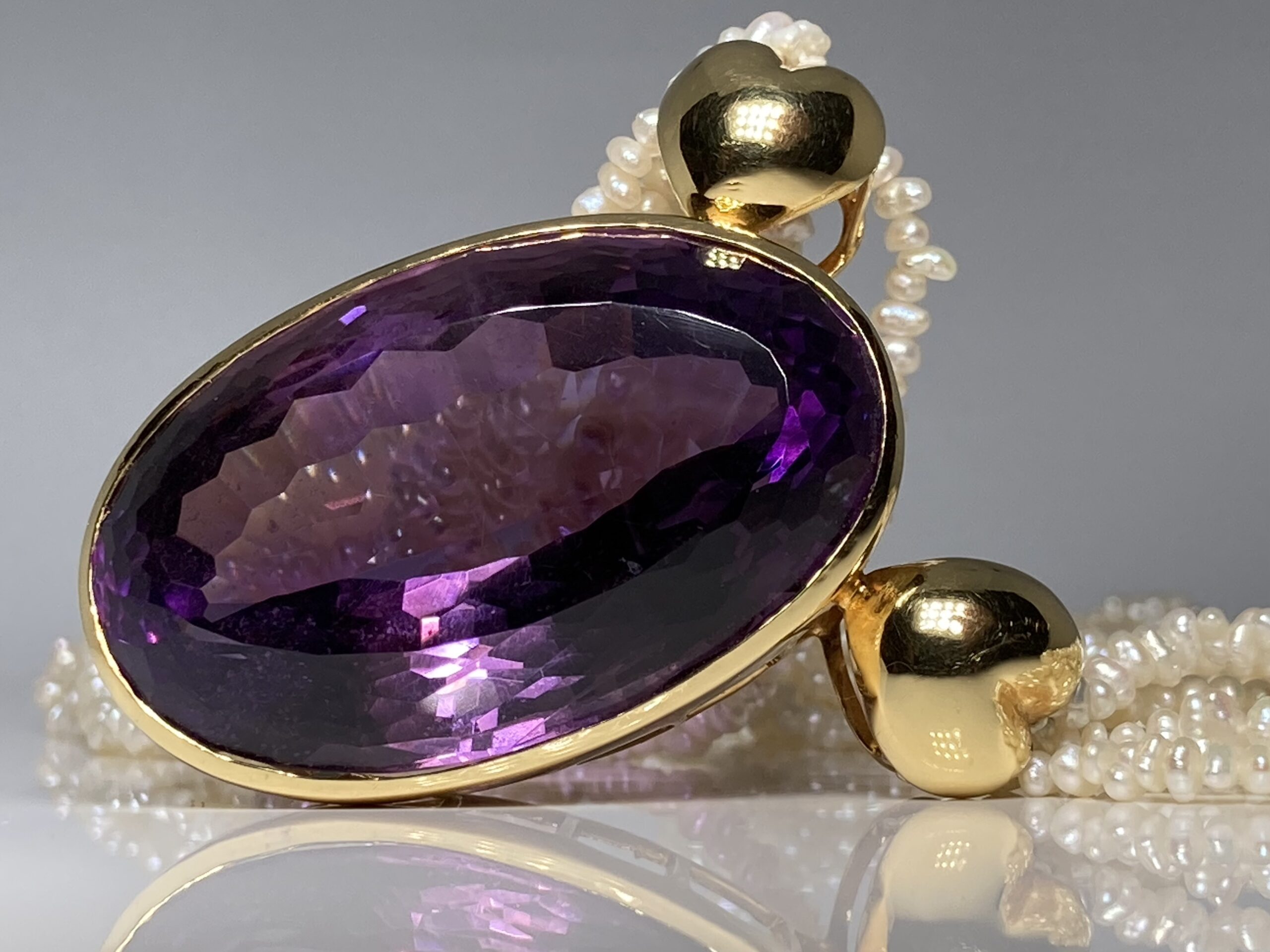 Harvinainen 18K Kulta Kaulakoru, Ametisti 115 ct Uniikki vintage-koru - Image 7