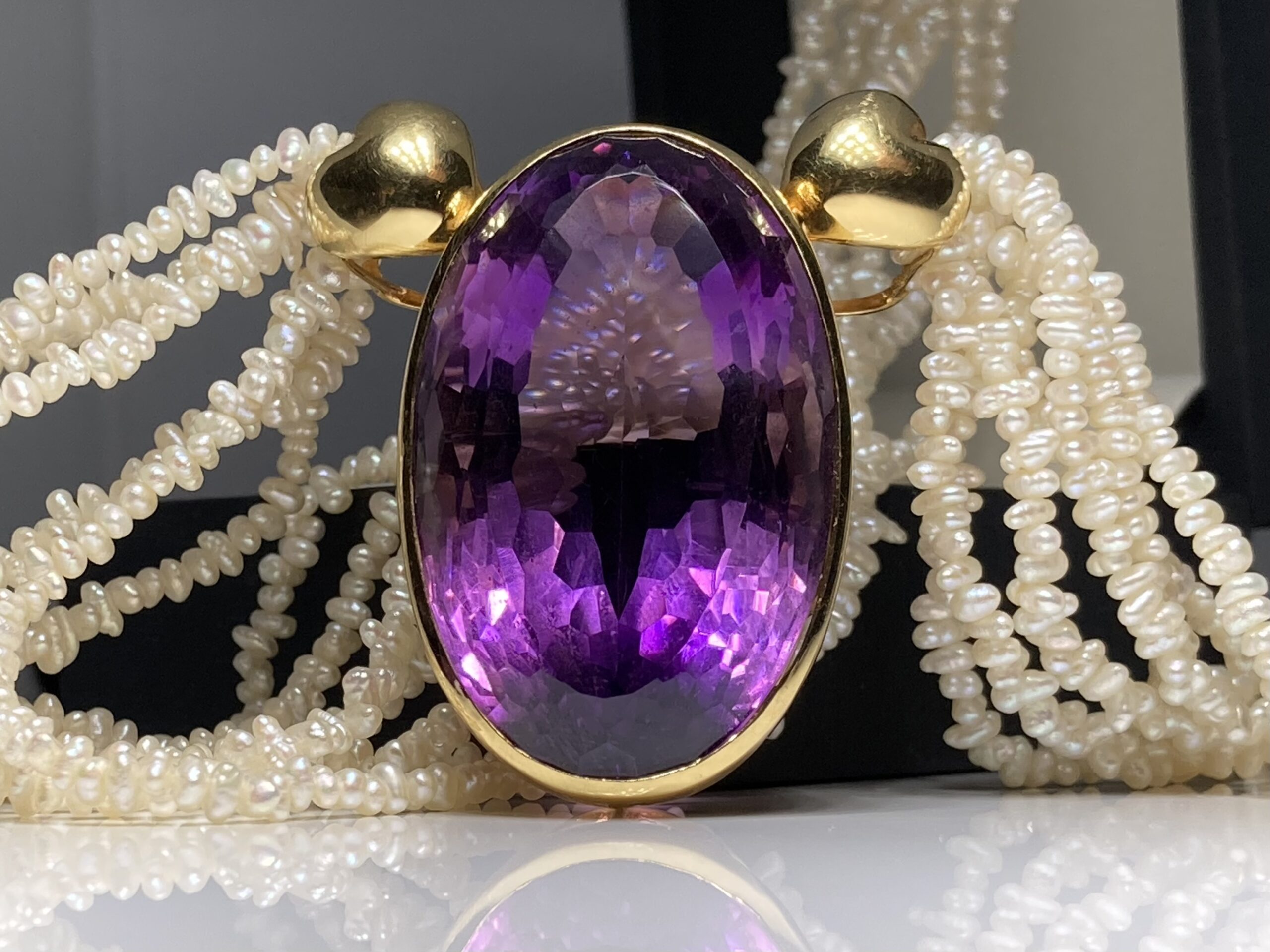 Harvinainen 18K Kulta Kaulakoru, Ametisti 115 ct Uniikki vintage-koru - Image 8