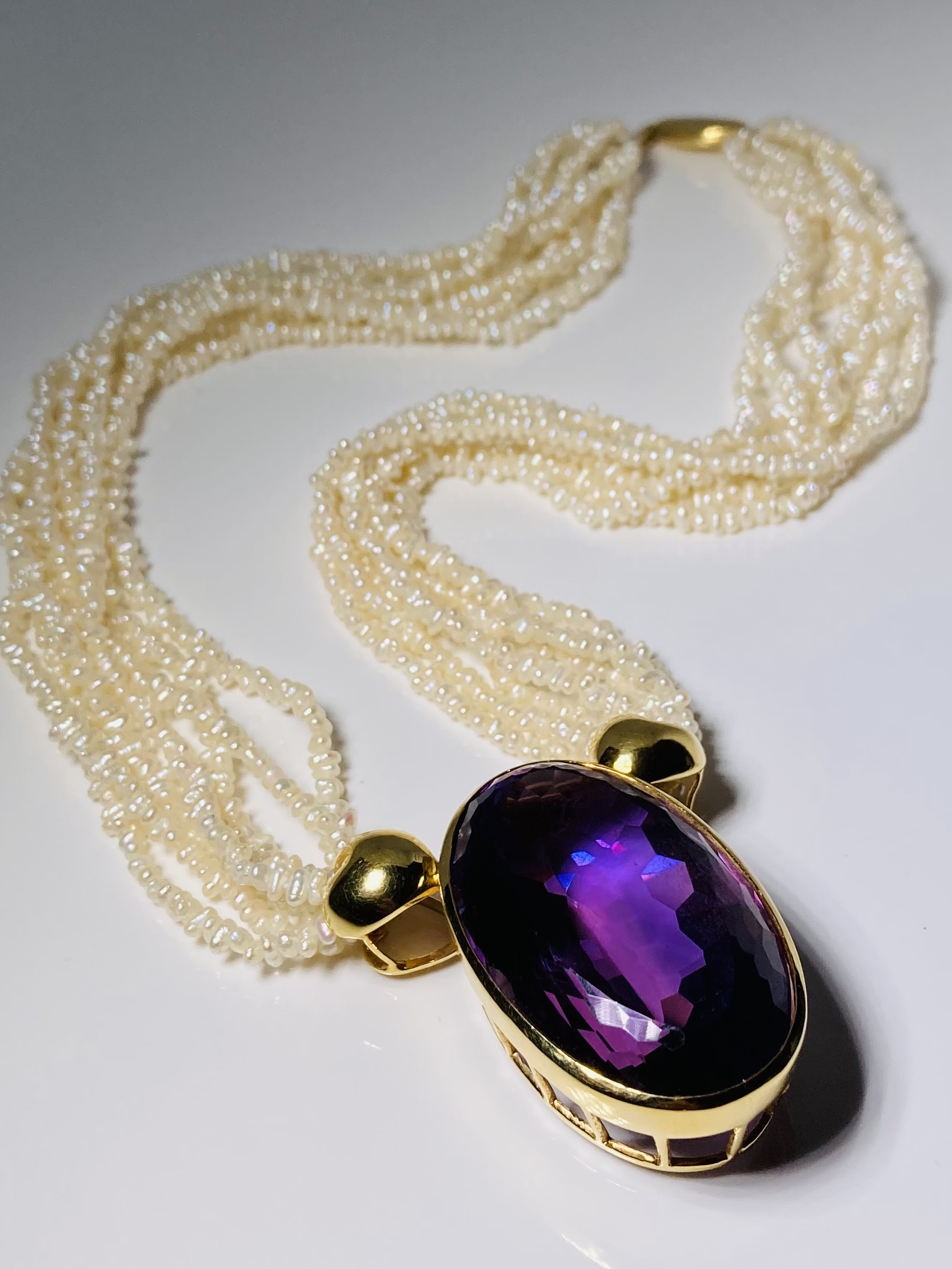 Harvinainen 18K Kulta Kaulakoru, Ametisti 115 ct Uniikki vintage-koru - Image 10