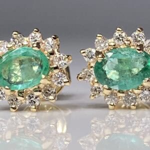 Aidot smaragdi & timanttikorvakorut 14K – upea löytö