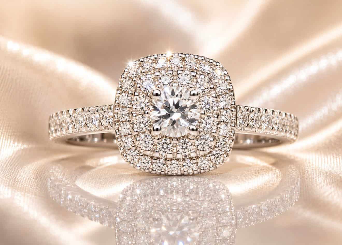 Kohinoor Valerie Cushion Timanttisormus 0,53 ct – Näyttävä Valkokultainen Luksuskoru