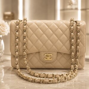 Chanel Classic Jumbo Beige Caviar GHW – Ikoninen sijoituslaukku ajattomaan tyyliin