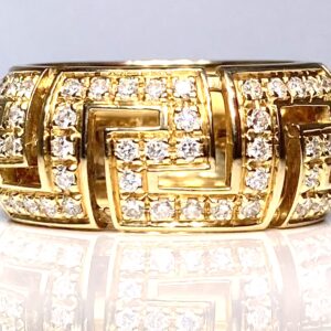 Gianni Versace “GRECA SAFFO” 18K Kultainen Timanttisormus – Vintage Harvinaisuus