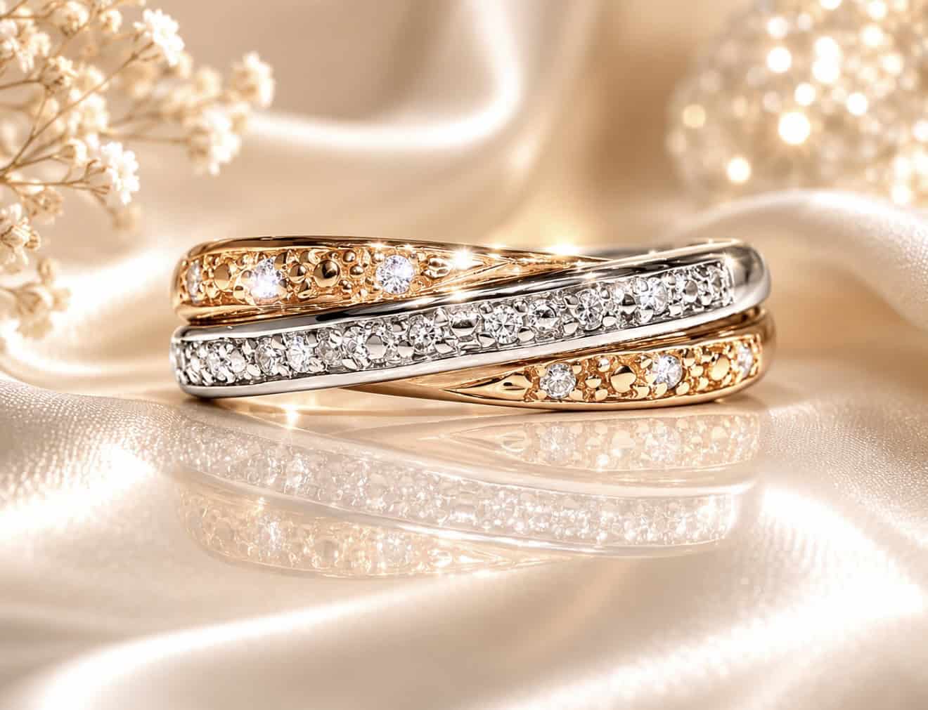 Cartier-tyylinen trilogiasormus – kolmen kullan harmonia ja timanttien säihke