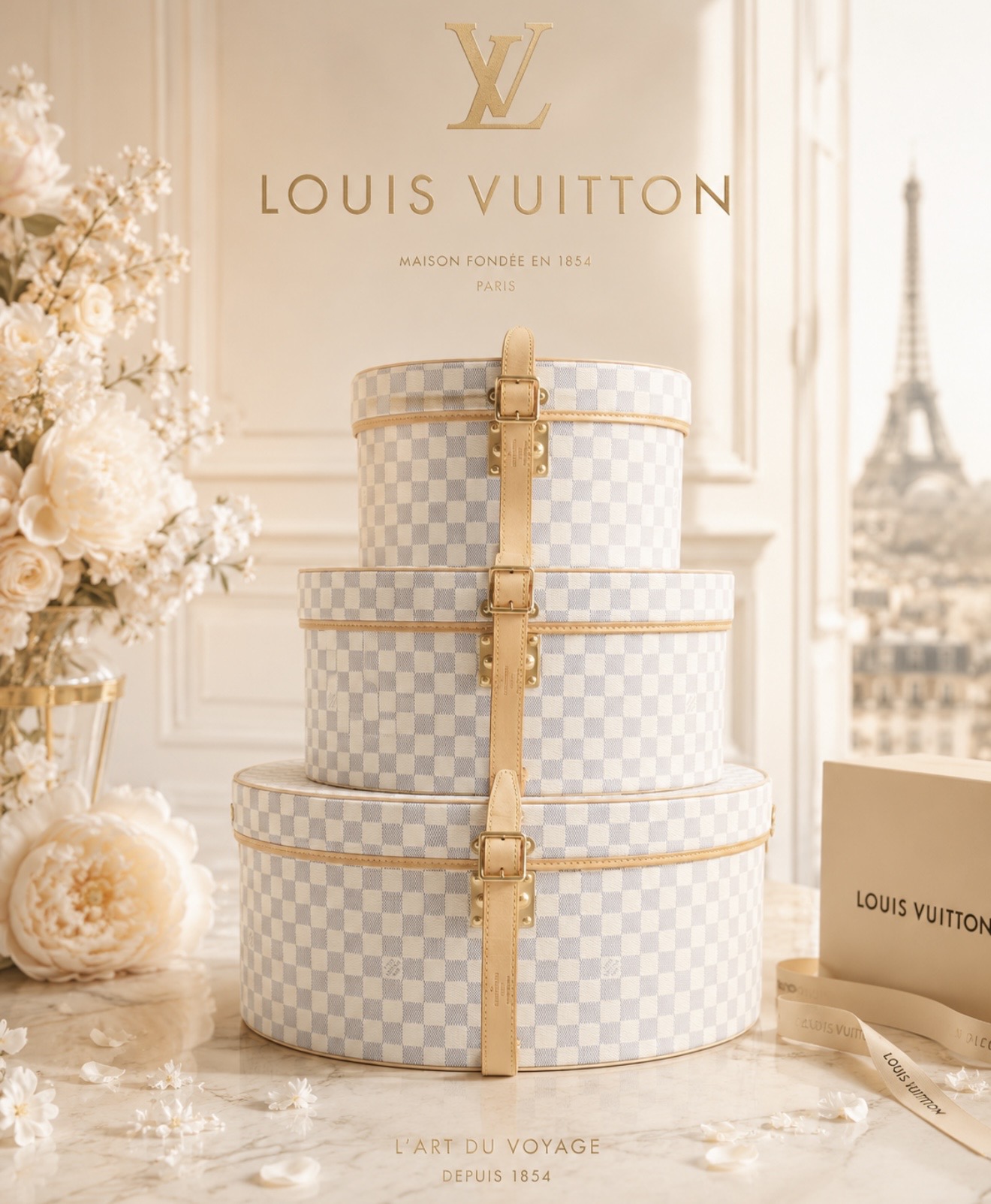 LOUIS VUITTON DAMIER AZUR HATTURASIAT – HARVINAINEN KOLMEN SETTI