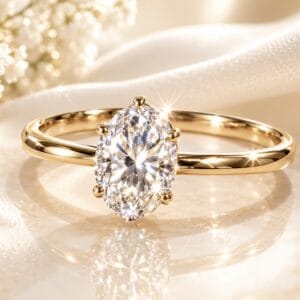 Upea 14K keltakultainen timanttisormus 1,54 ct – F/VVS laboratoriotimantti
