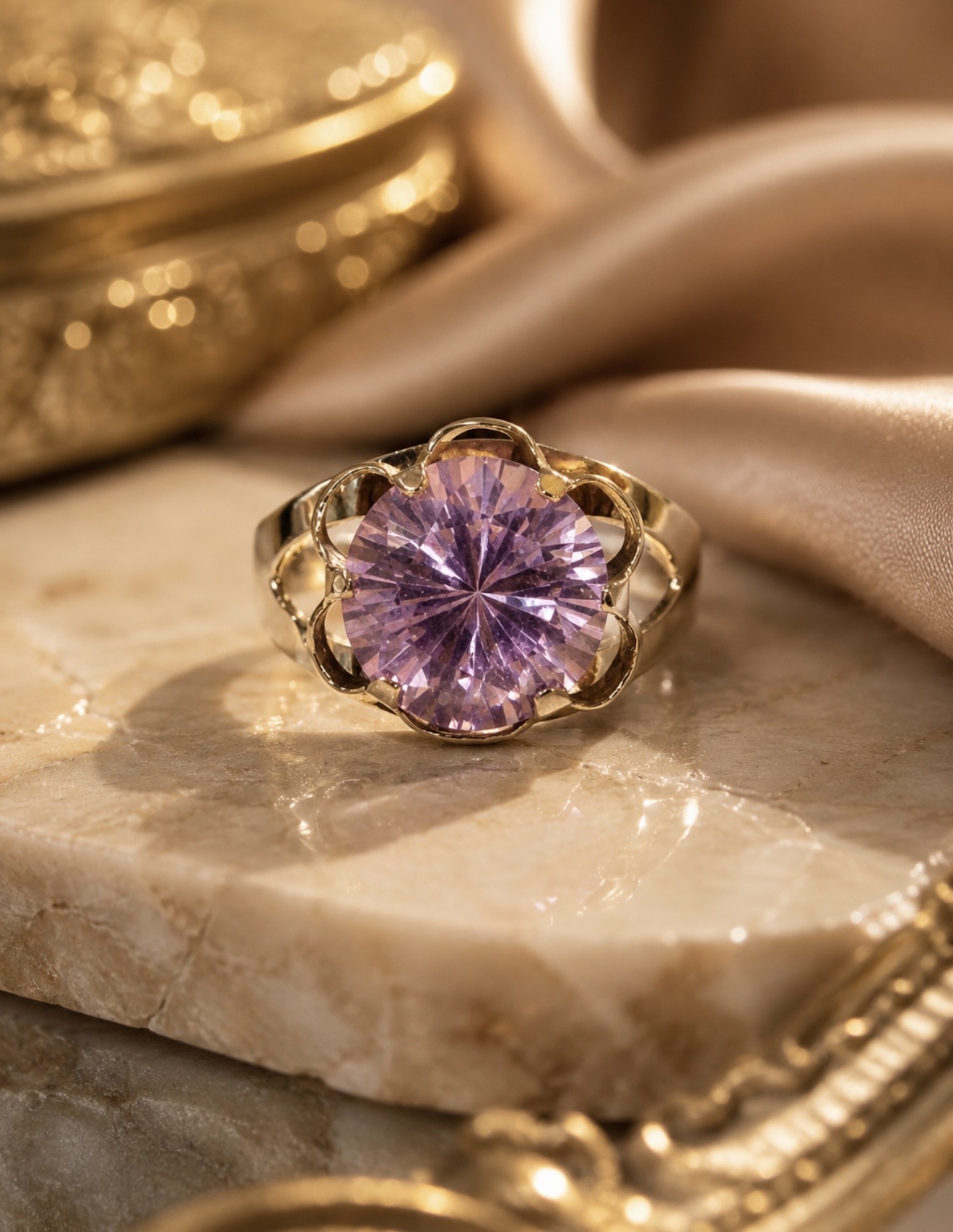 Upea Vintage Kultasormus 14K Keltakultaa