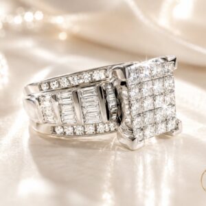Kuninkaallinen 14K Valkokultainen Timanttisormus – 1,60 ct, Upea